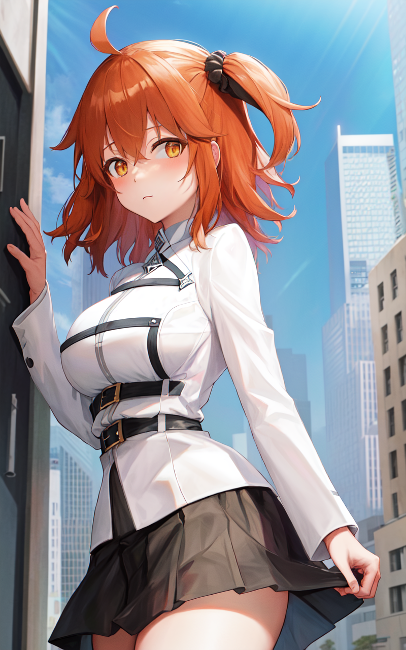 00565-2302689579-masterpiece, best quality, gudako, solo, (chaldea uniform, white jacket,black skirt), city center, looking at viewer,.png